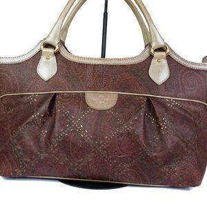 ETRO Paisley Canvas Leather Browns Shoulder Bag ET10